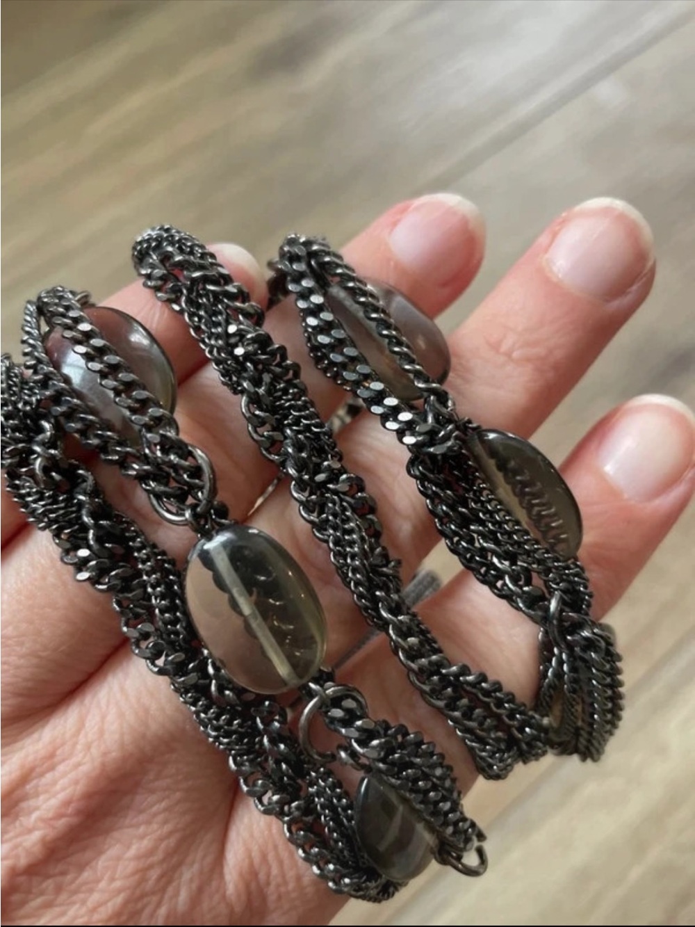 Talbots 4 Strand Black Metal Bracelet Magnetic Closure